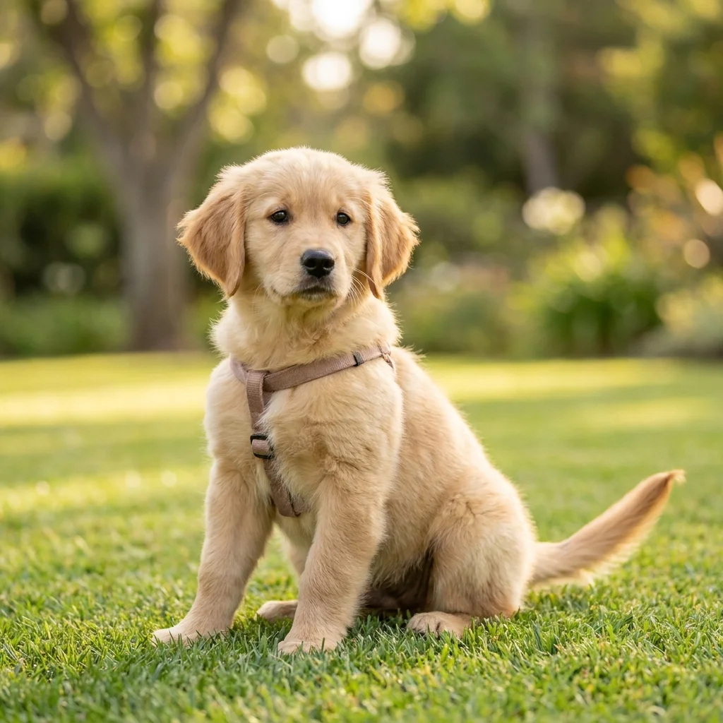 Happy golden retriever puppy — South Pasadena Animal Hospital summer special